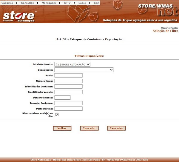 ART. 32 - ESTOQUE DE CONTAINER - EXPORTAÇÃO